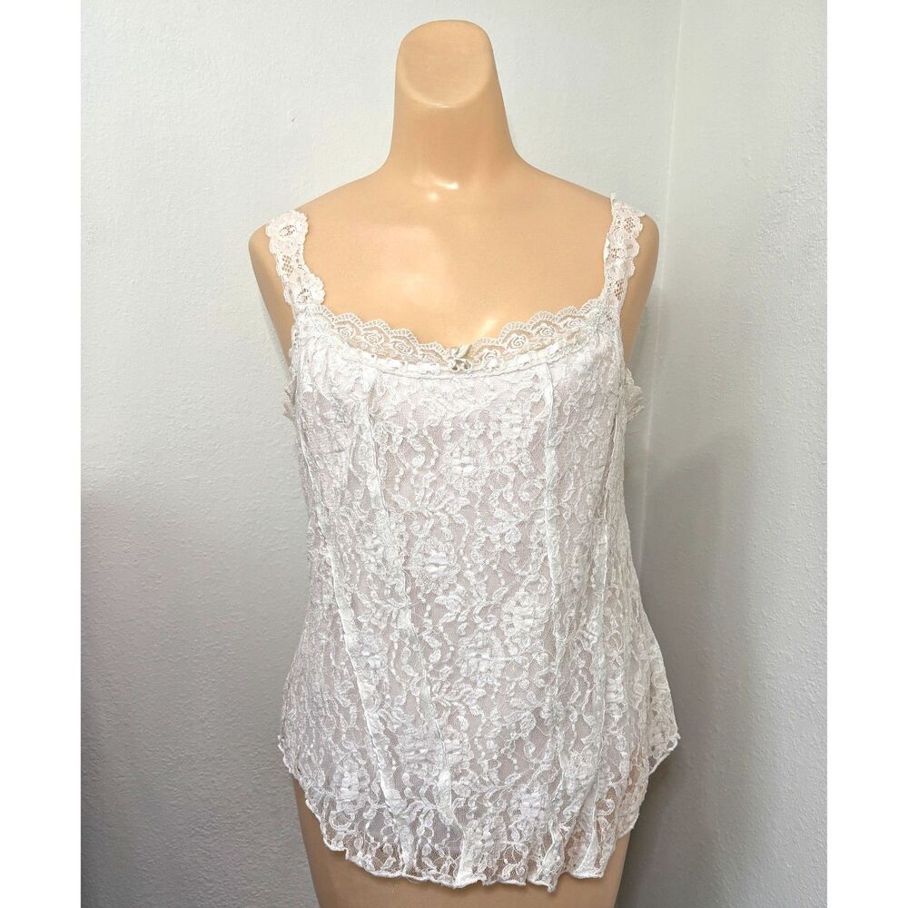 Studio 1940 Y2K Lace Tank Top Size Large Vamp Goth Corset Coquette Sexy Fairy